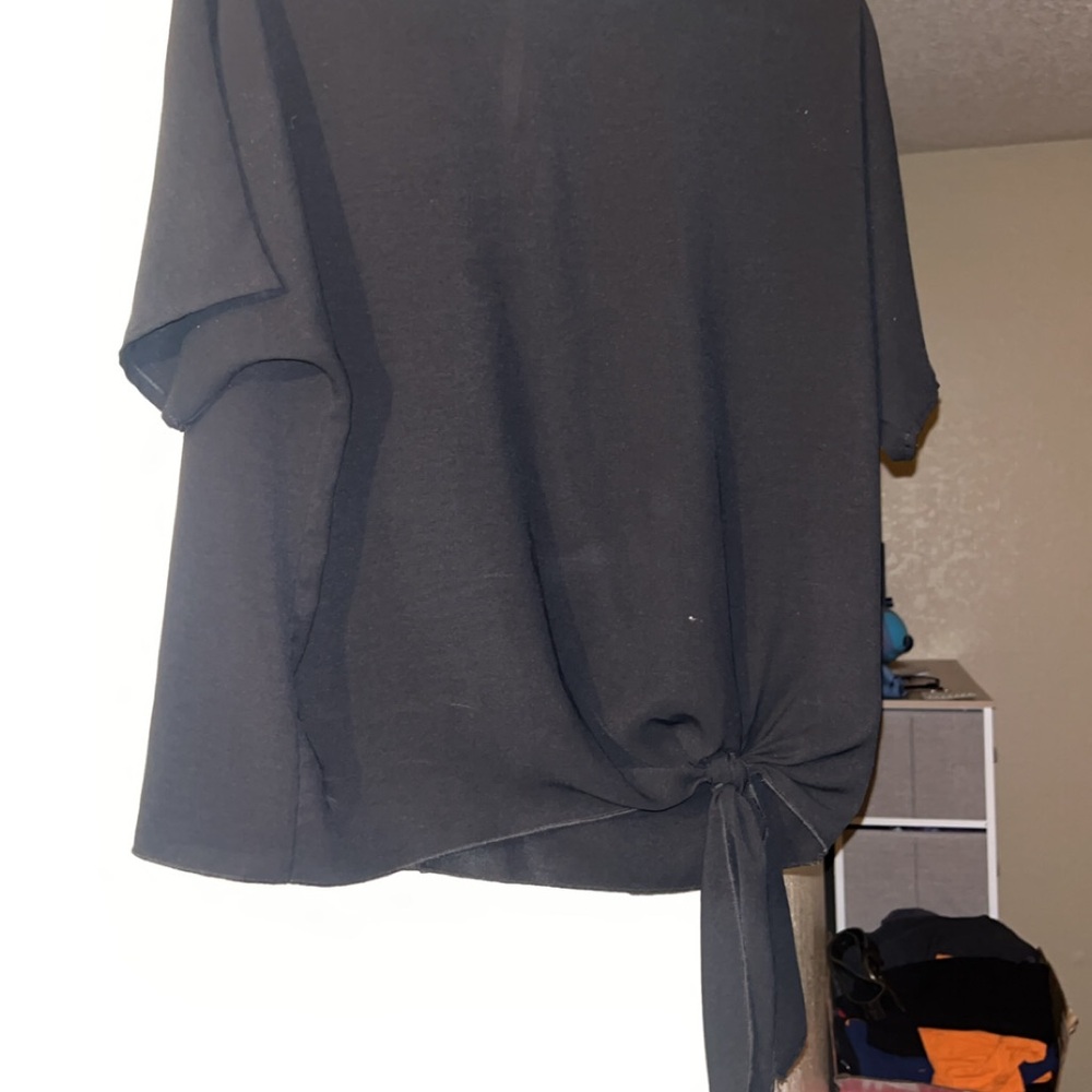 Black Tie-Front Top